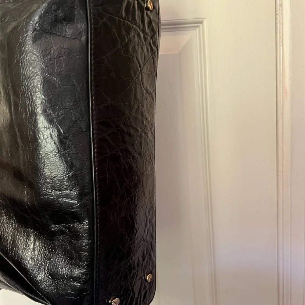 Tory Burch Satchel. Large. Black. Leather18” W by 9.5”H.4” Depth. 8” Bag Handle. - Picture 7 of 15